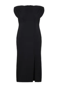 Trendyol Curve Black Sleeveless slit Weaving Plus Size Evening Gown/Graduation/Engagement/Evening Dress - Image 6