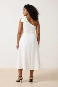 Trendyol Curve Ecru Finike Weaving Plus Size Dress