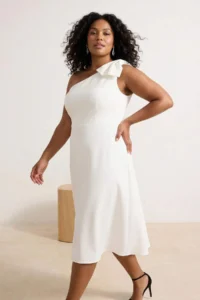Trendyol Curve Ecru Finike Weaving Plus Size Dress - Image 3