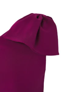 Trendyol Curve Plum Tek Omuzlu Kurdeleli Midi Weaving Plus Size Dress - Image 6