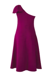 Trendyol Curve Plum Tek Omuzlu Kurdeleli Midi Weaving Plus Size Dress - Image 7