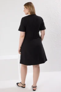 Trendyol Curve Black Short Sleeve Mini Weaving Plus Size Dress - Image 5