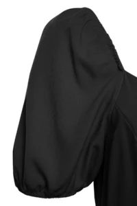 Trendyol Curve Black Square Neck Lining OF shorts Balloon Sleeve Weaving Plus Size Dress - Image 8