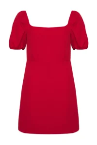 Trendyol Curve Rejection Square Neck Lining OF shorts Balloon Sleeve Weaving Plus Size Dress - Image 6