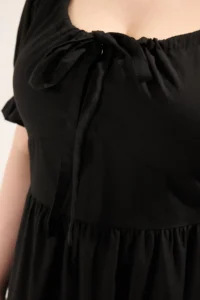 Trendyol Curve Black Square Neck Back Binding Detailed Weaving Plus Size Dress - Image 4