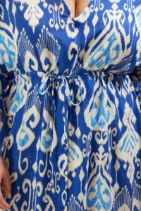 Trendyol Curve Mavi Ethnic Patterned Viscose Flounced beachwear Plus Size Dress - Image 4
