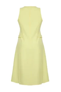 Trendyol Curve Light Yellow Belde Adjustable with accessories Midi Size Weaving Plus Size Dress - Image 8