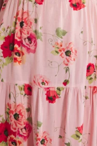 Trendyol Curve Pink Floral Sleeveless Midi Summer Weaving Plus Size Dress - Image 3