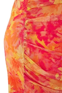 Trendyol Curve Orange Single Arm Body-Fitting Accessory Detailed Tulle Flexible Short Knitting Pen Dress - Image 7