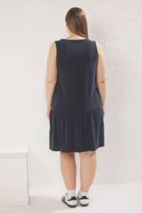 Trendyol Curve Anthracite Draped Comfortable Modal single jersey Knitting Plus Size Dress - Image 4