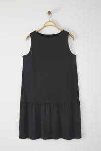 Trendyol Curve Anthracite Draped Comfortable Modal single jersey Knitting Plus Size Dress - Image 5