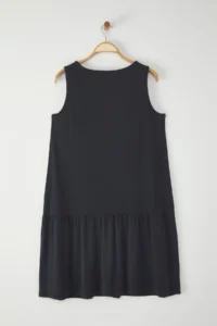 Trendyol Curve Anthracite Draped Comfortable Modal single jersey Knitting Plus Size Dress - Image 8