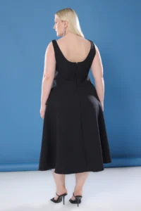 Trendyol Curve Black Sleeveless Midi A-line Stoned Bow Arched Weaving Plus Size Dress - Image 4
