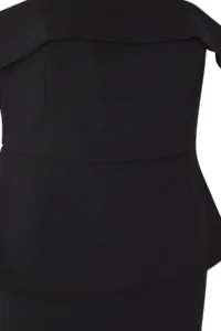 Trendyol Curve Black Square Neck Drop Sleeve Elegant/Evening Weaving Plus Size Dress - Image 7