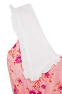 Trendyol Curve Pink  Floral Poplin 100% Cotton Baby Collar Midi Weaving Plus Size Dress - Image 6
