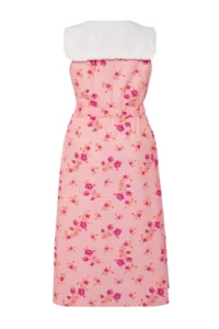 Trendyol Curve Pink  Floral Poplin 100% Cotton Baby Collar Midi Weaving Plus Size Dress - Image 9