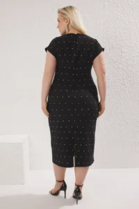 Trendyol Curve Black Sleeveless Stoned Mini Weaving Plus Size Party/Graduation/Evening Gown Dress - Image 4