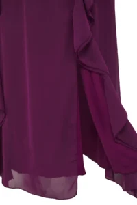 Trendyol Curve Purple Siphon Maxi Frilly Barbell Neck Weaving Plus Size Dress - Image 6