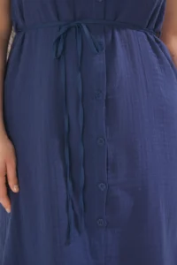 Trendyol Curve Navy Blue Muslin 100% Cotton Weaving Plus Size Shirt Dress - Image 3