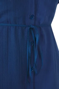 Trendyol Curve Navy Blue Muslin 100% Cotton Weaving Plus Size Shirt Dress - Image 7