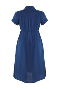 Trendyol Curve Navy Blue Muslin 100% Cotton Weaving Plus Size Shirt Dress - Image 8