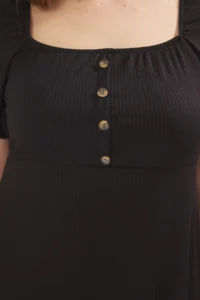 Trendyol Curve Black Button Detailed A-line Balloon Sleeve Knitting Plus Size Dress - Image 3
