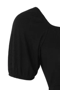 Trendyol Curve Black Button Detailed A-line Balloon Sleeve Knitting Plus Size Dress - Image 7