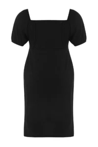 Trendyol Curve Black Button Detailed A-line Balloon Sleeve Knitting Plus Size Dress - Image 9