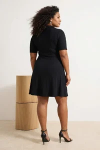 Trendyol Curve Navy Blue Camisole Knitting Plus Size Dress - Image 2
