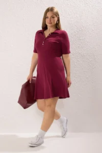 Trendyol Curve Plum Camisole Knitting Plus Size Dress - Image 2
