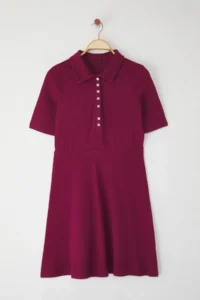Trendyol Curve Plum Camisole Knitting Plus Size Dress - Image 5