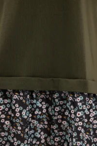 Trendyol Curve Khaki Sleeve and Skirt End flower patterned Knitting Plus Size Dress - Image 3