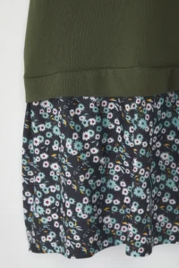 Trendyol Curve Khaki Sleeve and Skirt End flower patterned Knitting Plus Size Dress - Image 6