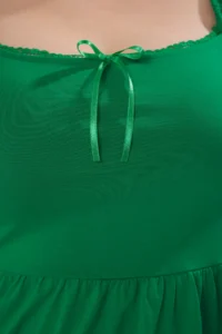 Trendyol Curve Green Balloon Sleeve skater Yaka Piped Mini Knitting Plus Size Dress - Image 3