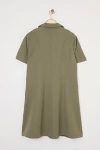Trendyol Curve Khaki Gabardine Weaving Mini Plus Size Dress - Image 7