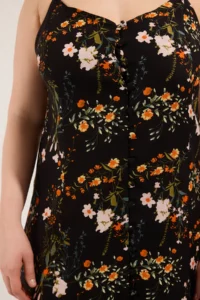 Trendyol Curve Multicolored Floral Adjustable Sleeveless Mini Weaving Plus Size Dress - Image 3