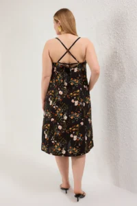 Trendyol Curve Multicolored Floral Adjustable Sleeveless Mini Weaving Plus Size Dress - Image 4