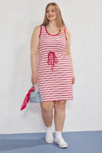 Trendyol Curve Rejection Crepe Knitting Plus Size Dress - Image 2