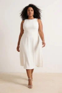 Trendyol Curve White Stone Sleeveless Midi Size A-line Weaving Evening Gown/Night/Graduation/Engagement her dress