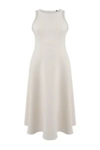 Trendyol Curve White Stone Sleeveless Midi Size A-line Weaving Evening Gown/Night/Graduation/Engagement her dress - Image 3
