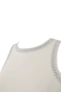 Trendyol Curve White Stone Sleeveless Midi Size A-line Weaving Evening Gown/Night/Graduation/Engagement her dress - Image 4
