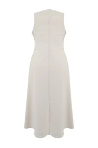 Trendyol Curve White Stone Sleeveless Midi Size A-line Weaving Evening Gown/Night/Graduation/Engagement her dress - Image 5