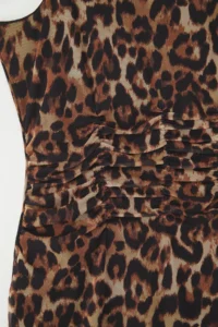 Trendyol Curve Multicolored animals Patterned Leopard Knitting Tulle Chic Evening Gown Dress - Image 6