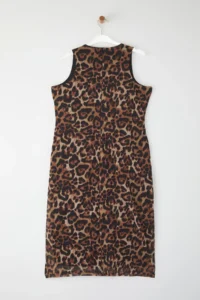 Trendyol Curve Multicolored animals Patterned Leopard Knitting Tulle Chic Evening Gown Dress - Image 8