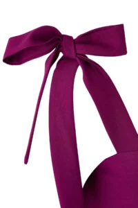 Trendyol Curve Plum A-Cut Strap Binding Detailed Weaving Evening Gown Gece Graduation Dress - Image 7