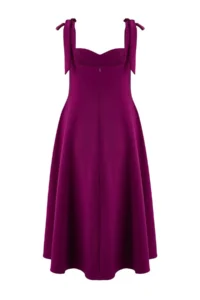 Trendyol Curve Plum A-Cut Strap Binding Detailed Weaving Evening Gown Gece Graduation Dress - Image 8