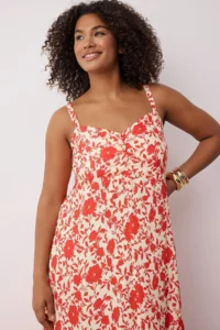 Trendyol Curve Pink Floral Midi Weaving Plus Size Dress - Image 2