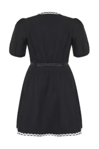 Trendyol Curve Black Kontrast Piped Kurdeleli Weaving Plus Size Dress - Image 9