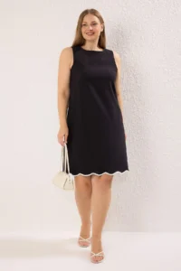 Trendyol Curve Black A-line Mini Weaving Plus Size Dress