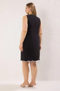 Trendyol Curve Black A-line Mini Weaving Plus Size Dress - Image 3